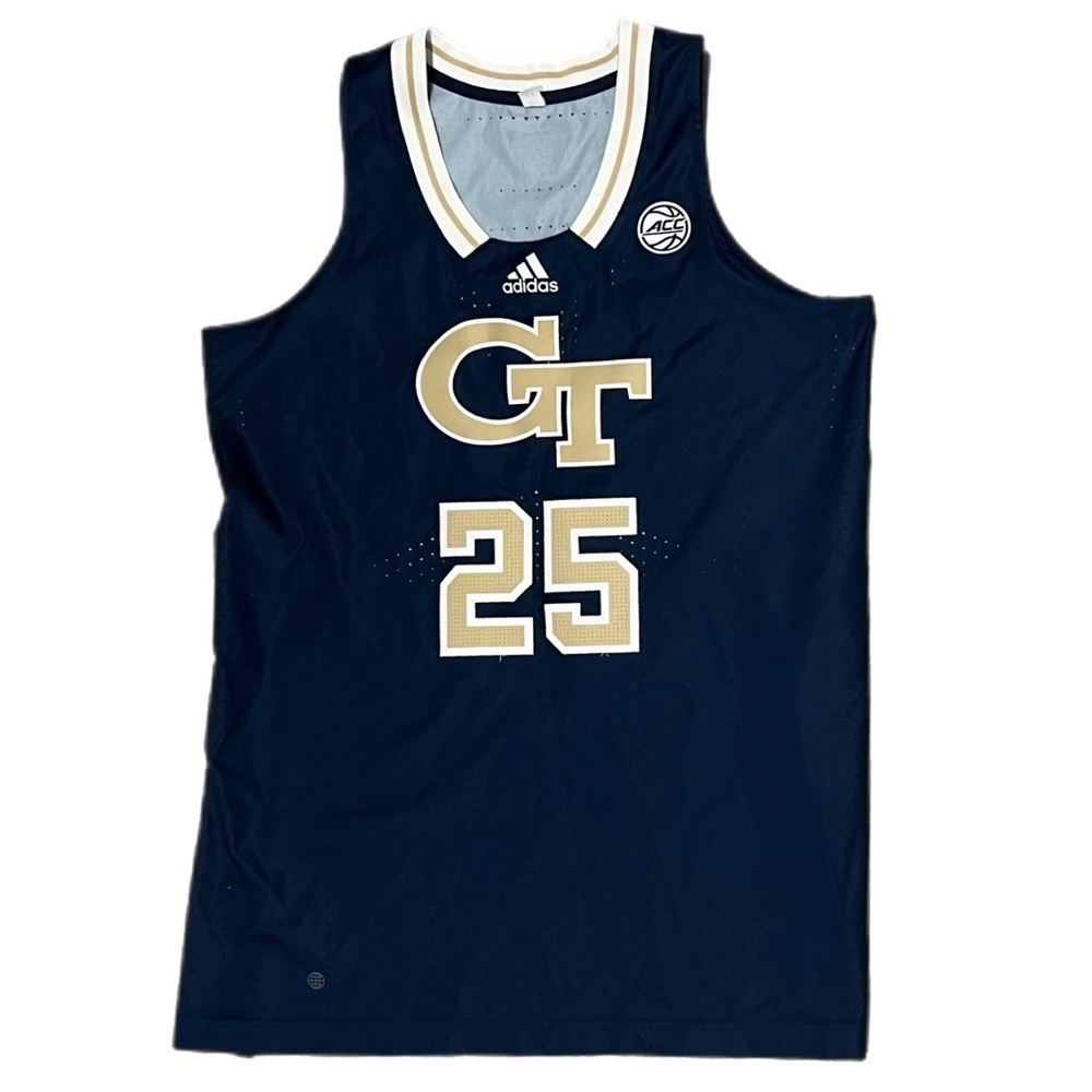 Used Adidas Georgia Tech Yellow Jackets Basketball Jersey Navy #25 Size Medium